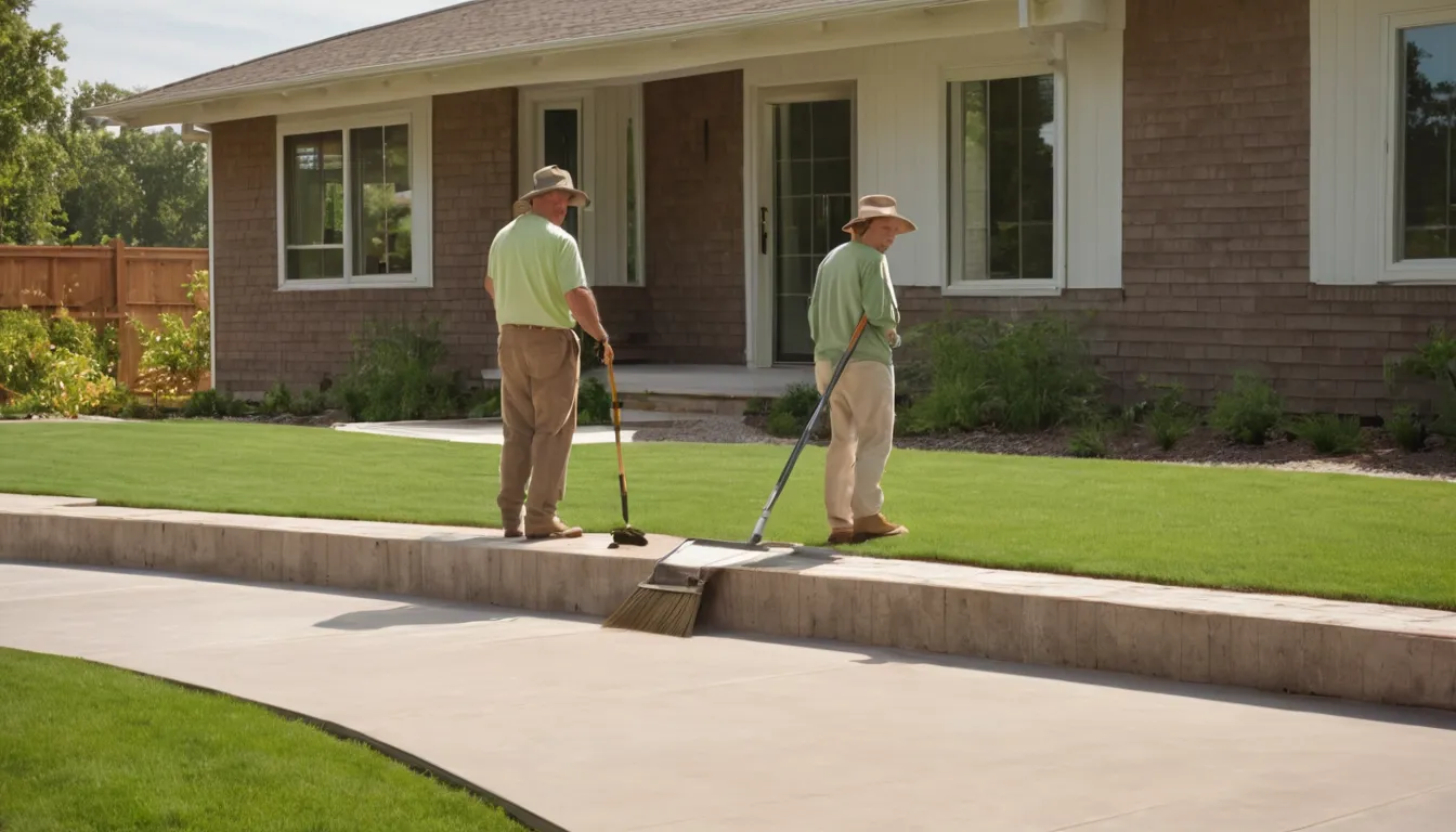 New concrete patio with outdoor table and chairs behind a brick home in the Friendswood area